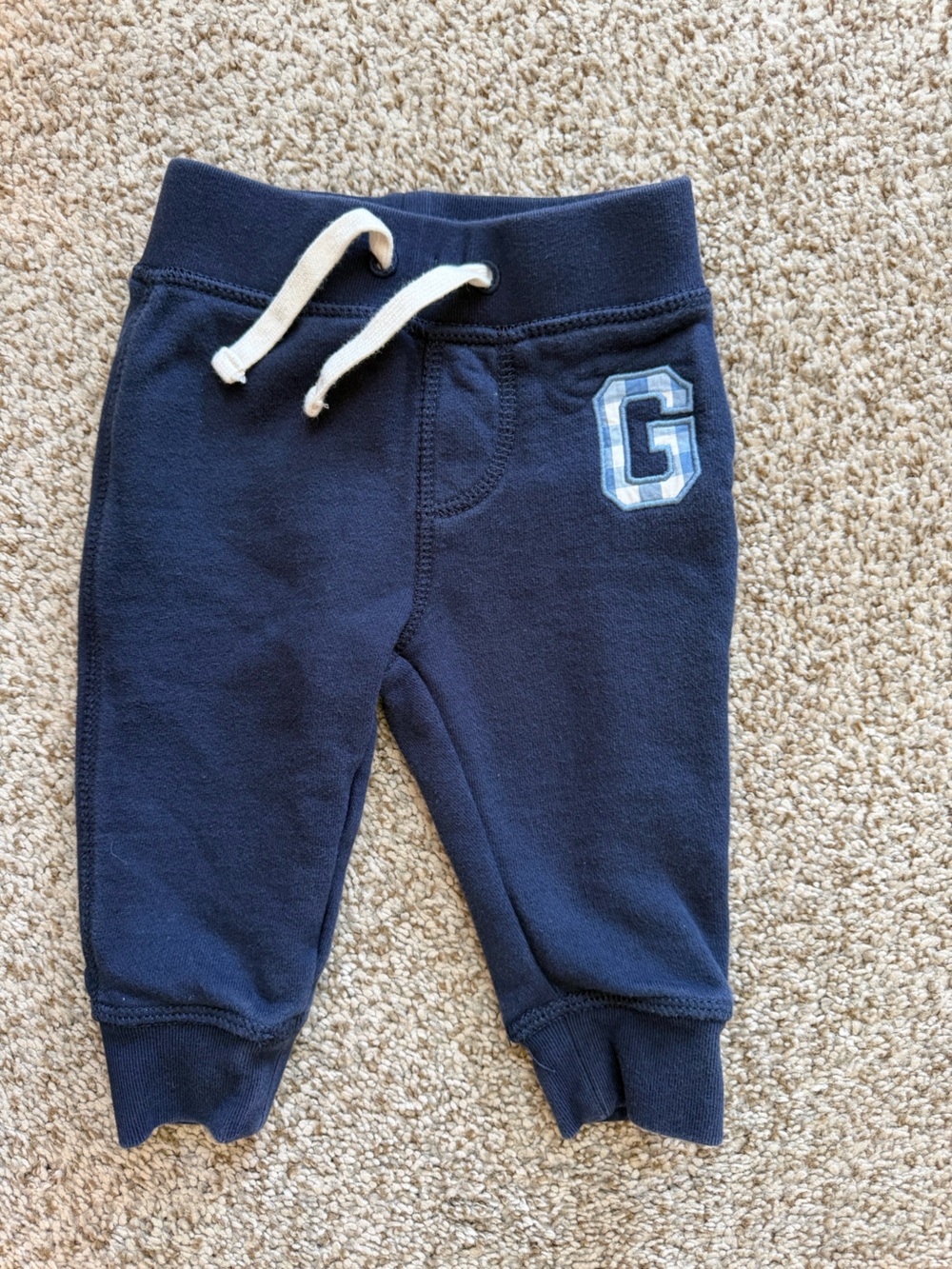 Baby Gap Navy Blue Gingham G Sweatpants Joggers 6-12 Months Drawstring